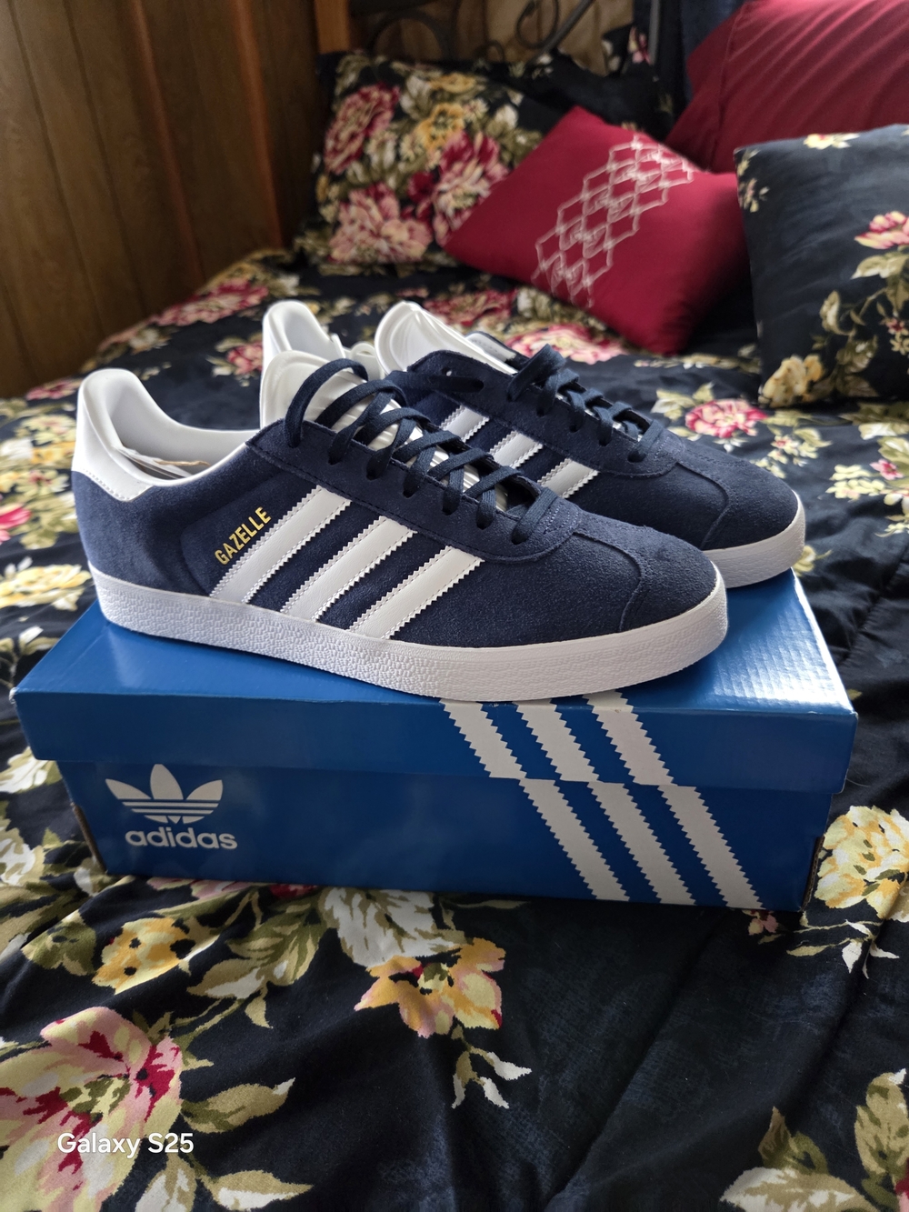 Adidas Gazelle Navy Suede Sneakers with White Stripes
